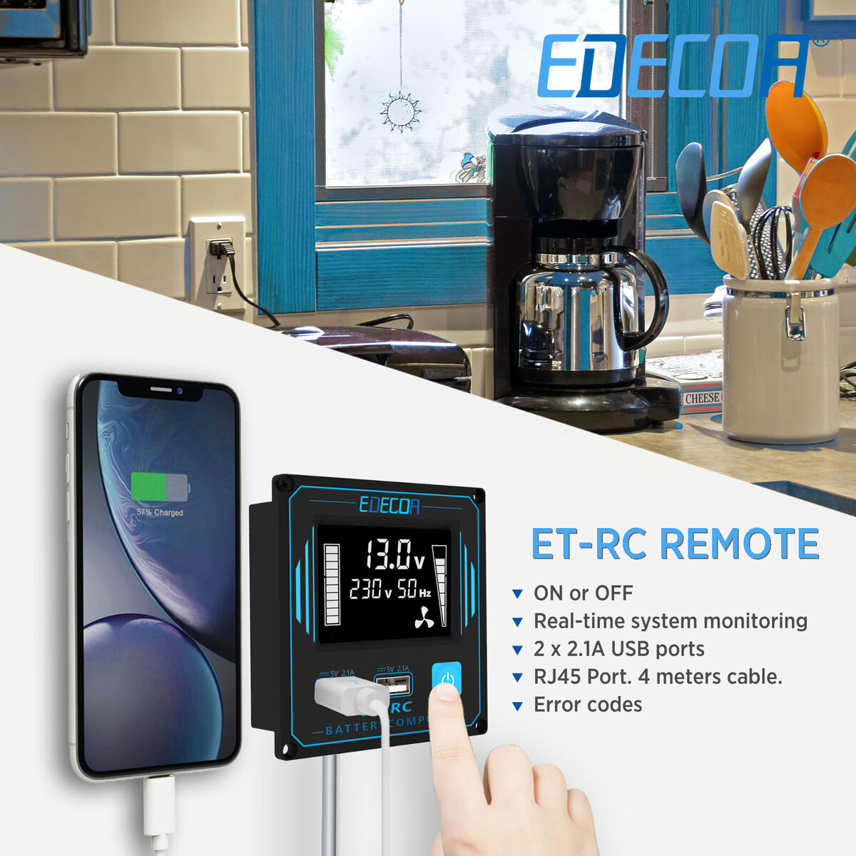 EDECOA 2500W/5000W Reiner Sinus Spannungswandler Wechselrichter 12V 230V  mit USB