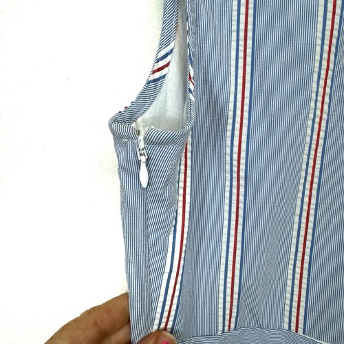Vestido Vineyard Vines Talla 10 Seersucker Corbata Frontal Azul Blanco Rojo Rayas - Imagen 7 de 9