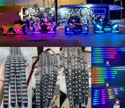 16PCS Triple Row Color CHASING Underglow Slingshot Light Strips 2015-2024 RF+APP