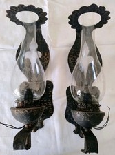 coppia luci applique antiche  lanterne lampade ferro e vetro S. Reich & Co.