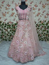 Pink Faux Georgette Lehenga Choli Set Heavy Sequin Embroidery Designer Outfit