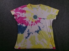 Life Is Good Shirt Women Large Yellow Tie Die Causal Summer Fun Beachy Colorful