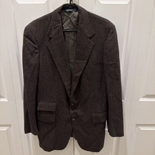 Vintage POLO Ralph Lauren Men Herringbone Tweed Blazer 41 Long Brown Wool Blend