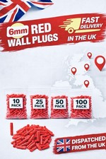 6mm Wall Plugs Red Rawl Plug Fixings Pack 10 25 50 100 Masonry DIY Uk