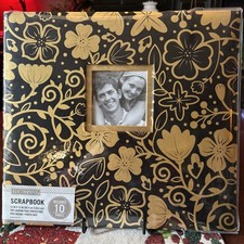 K  Company Scrapbook Black Gold Foil Floral 12x12 Albm 10 topload pg protectors