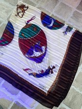 HERMES Scarf Silk Multicolor Excellent Made in France