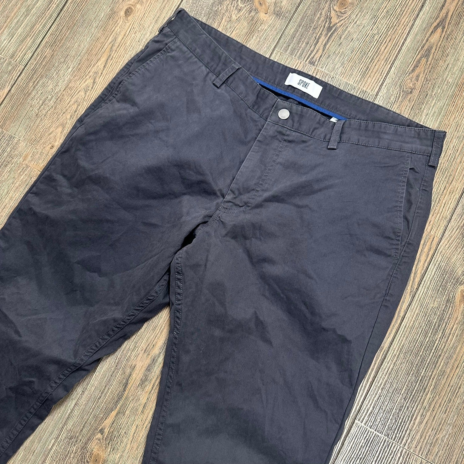 Men's Spoke Heroes Gray Cotton Blend Chinos 37x32.5 Casual Trousers