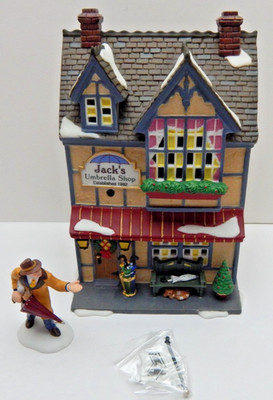 Dept 56 N.C.C. Jack's Umbrella Shop #05826 Old Stock w/Light Cord, Box Figurine