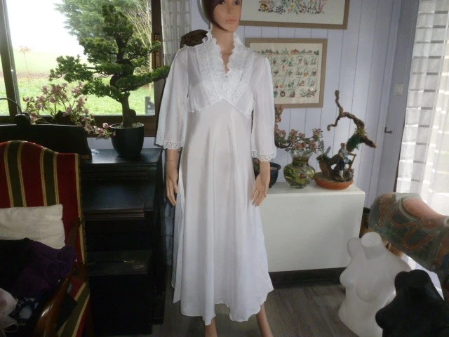 CHEMISE DE NUIT satin & dentelle SILHOUETTE DE PARIS vintage