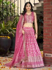 Beautiful Pink Dola Silk Jacquard Lehenga Choli With Dupatta For Wedding Wear