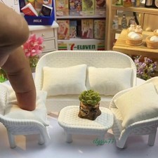 1Set 1:12 Scale Dollhouse Miniatures Plastic Furniture Sofa Pillow Flowerpot Kit