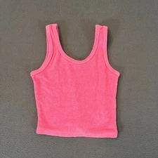 Hollister Womens Sz 2XS Fuzzy Pink Tank Crop Top Lounge Casual Hot California