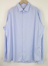 SUITSUPPLY Men's Shirt 47L/18.5L Slim Blue Striped Pure Cotton Dress Shirt 