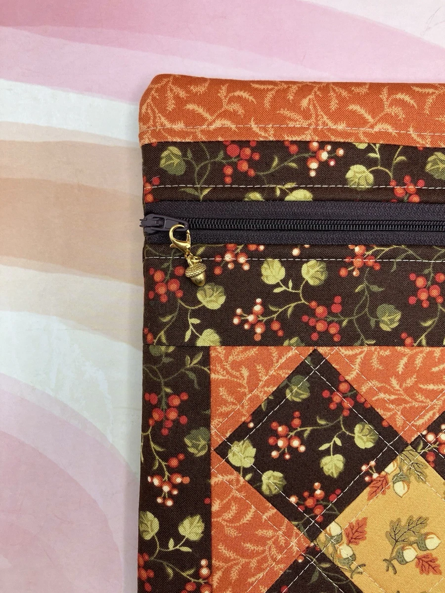 Large 14”x17” Project Bag •Cozy Autumn• Quilted Patchwork