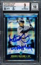Ichiro Auto 2001 Bowman Chrome XFractor English RC 351A BGS 9 Sig 10 ROY/MVP BAS