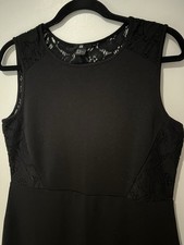 H&M Above Knee Little Black Dress With Lace Back And Front Detail Size M