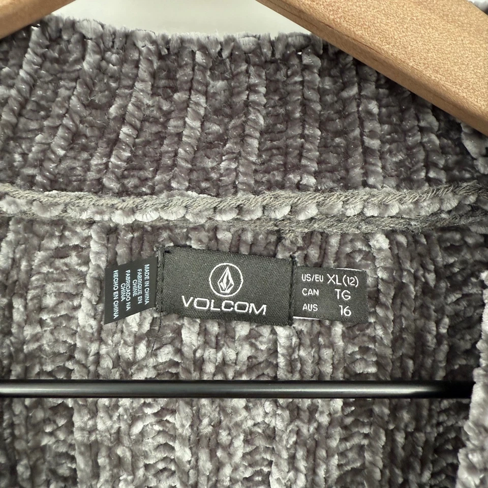 Volcom She Savage Sweater Grey Ribbed Mock Neck Plush Cozy XL - Image 3 of 4