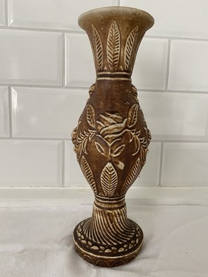 Studio Pottery Textured Brown White Vase Vintage Mid Century 1960er 1970er Jahre