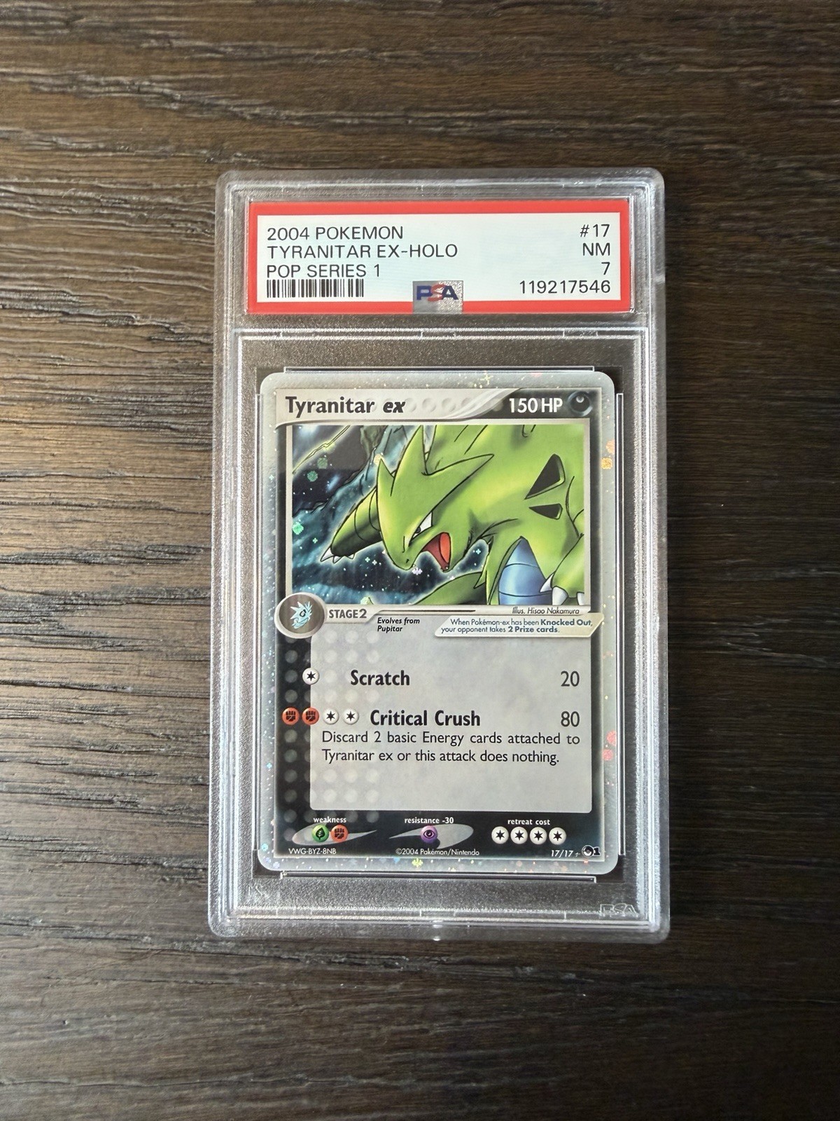 2004 Pokemon Pop Series 1 #17 Tyranitar Ex-Holo Psa 7
