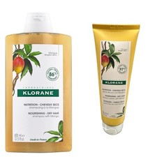 Champú nutritivo Klorane con mantequilla de mango 13,5 oz y crema de hojas 4,2 oz sellado