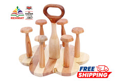 Wooden Holder Stand for 6 Glass Organizer Rack, Durable & Stylish