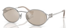 MIU MIU MU 52YS 1BC10F Women's Silver Ivory / Silver Mirror Lens Sunglasses