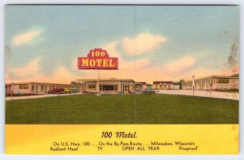 Milwaukee Wisconsin~100 Motel-US Hwy 100 Agent for S S Milwaukee Clipper Postcrd