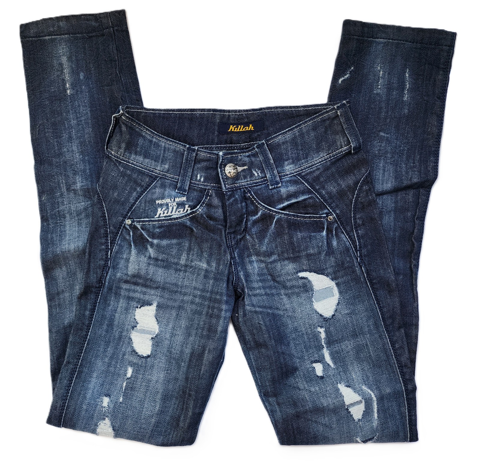 $259 Designer Rare KILLAH by MISS SIXTY Women's Slim Destroy Denim Jeans 27