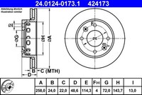 2X Bremsscheibe ATE 24.0124-0173.1 FüR GC FC K9A KIA Clarus Carens 1 FJ 16V