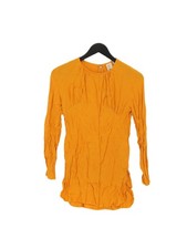 Uniqlo Women's Top XS Yellow 100% Viscose Long Sleeve Round Neck Tunic