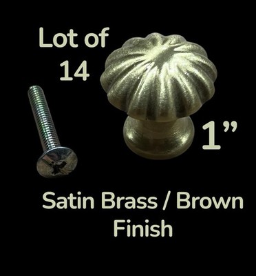 Baldwin 4980-060-BIN Melon 1   Satin Brass/Brown Finish Cabinet Knobs (14) NOS