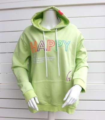 ZWILLINGSHERZ  Hoodie Sweatshirt Sweater Kapuzensweater Happy Smile lime gelb