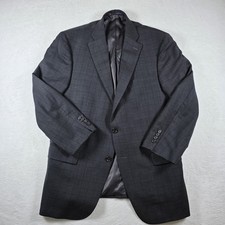 Hart Schaffner Marx Blazer 44R Gray Glen Plaid Sport Coat Wool Made in USA Union
