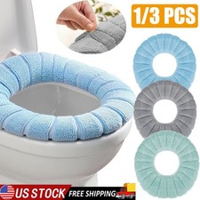 1/3PCS Bathroom Soft Thicker Warmer Stretchable Washable Cloth Toilet Seat Cover