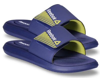 New - Reebok Men s Adjustable Slide Sandals with Memory Foam - Navy - Size 9