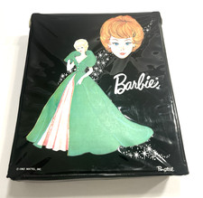 Vintage 1963 Mattel Barbie  Ponytail Black Vinyl Carrying Case w/Handle  Drawer