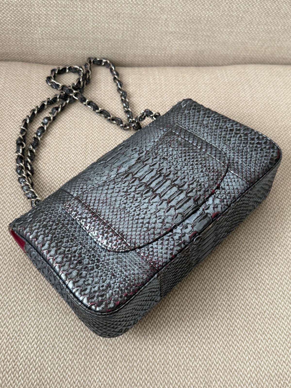 CHANEL Iridescent Blue Multicolor Python Classic … - image 20