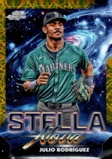 Julio Rodriguez 2025 Topps Chrome Cosmic Gold Stella Nova 33/50 #SN-8 Mariners