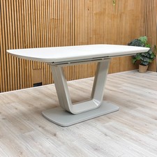 Fabb ‘Stockholm' Dining Table High-gloss Light Grey Tempered Glass Large 160cm