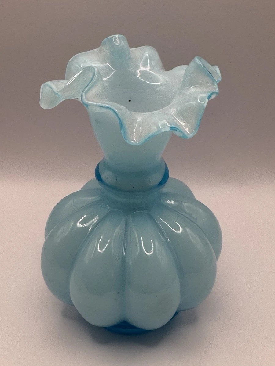Fenton Blue Melon Vase for sale | eBay