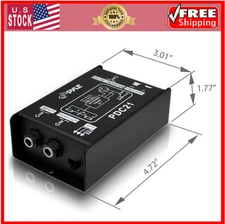 Pyle Passive DI Box Hum Eliminator for Guitar/Bass 1/4" to XLR Adapter