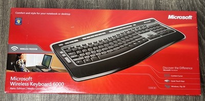 New! Microsoft Wireless KeyBoard 6000 Aero Edition Media Controls 2009 Windows 7