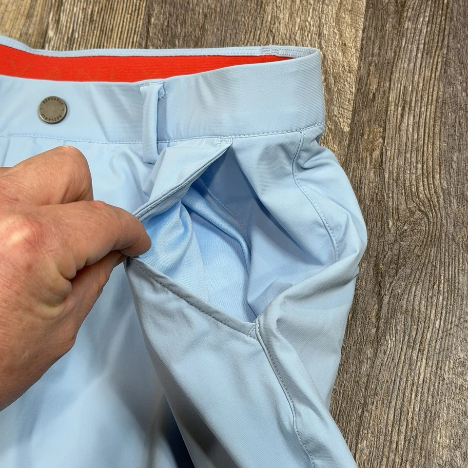 Shorts de golfe Redvanly masculino M azul claro desempenho elástico 8" costura interna Hanover - Imagem 3 de 4