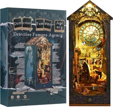 Book Nook DIY Kit: Wooden Miniature House Kit with LED Sensor Light, 1:24 Scale