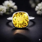 10 CT Cushion Cut Natural Yellow Sapphire Ring Solid 925 Sterling Silver Jewelry