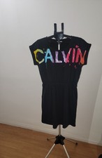 Calvin Klein Short Dresses, Multicolor graffiti style letters.