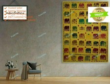 Elephant Design Kantha Patchwork Wall Hanging Vintage Style Wall Decor Tapestry