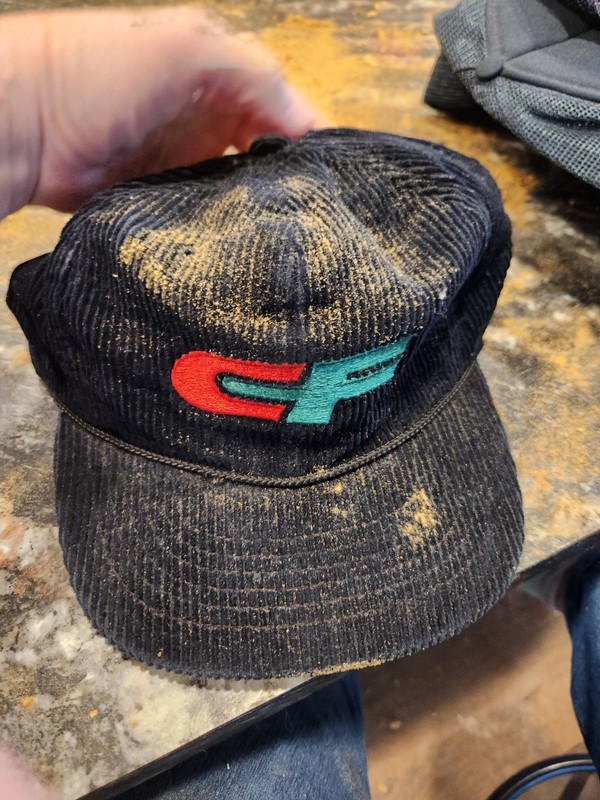Vtg Black "Consolidated Freight" CF Corduroy/Mesh Trucker Hat By TONKIN