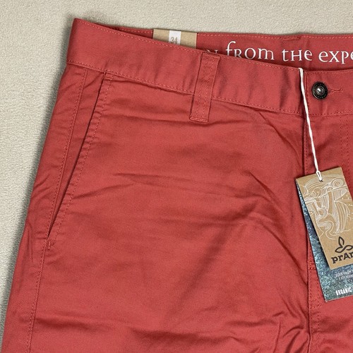 prAna Shorts Mens 34 Red Clay Table Rock Chino Short Mid Rise Stretch Regular - Picture 2 of 15
