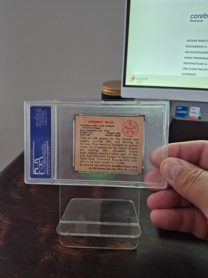 1950 BOWMAN #139 JOHNNY MIZE PSA ОЦЕНКА 6 EX-MT - Изображение 2 из 2